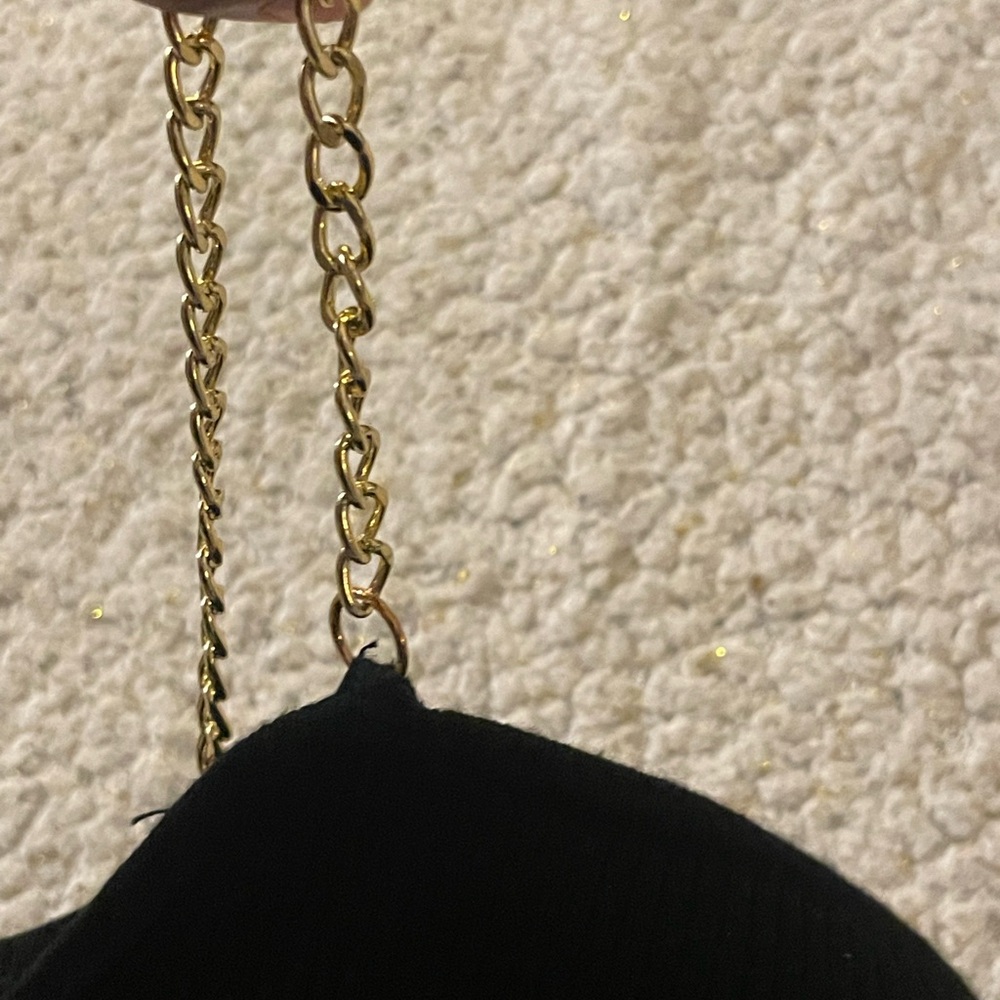 Stylish Black Crop Top with Gold Accents